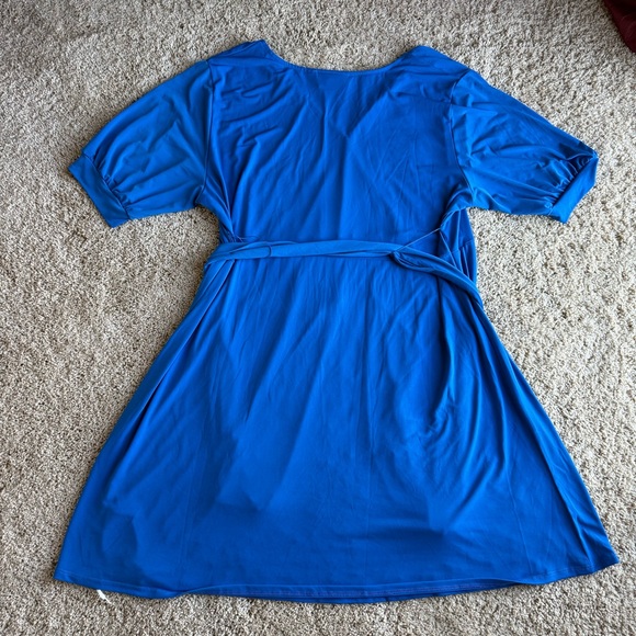 Mara Hoffman Women’s Bright Blue Size 2X Plus Size V Neck Tie Casual Dress - Picture 2 of 5